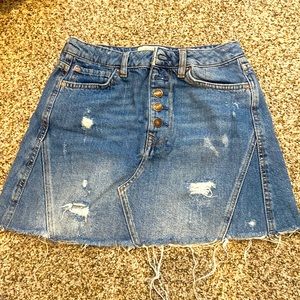 Free People Distressed Jean Skirt